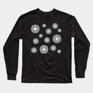 Copy of Twinkle Stars Black and White Pattern with Black Background Long Sleeve T-Shirt